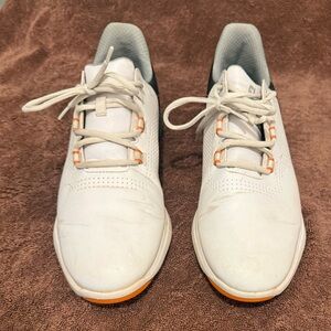 FootJoy Fuel White Athletic Golf Shoes with Orange Trim
